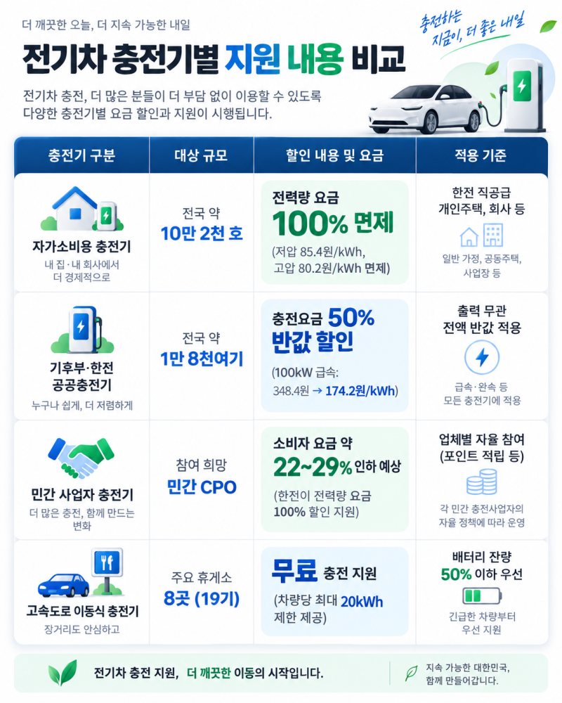 2026 추석 전기차 충전요금 50% 감면 총정리: 공공·자가·민간 충전기 차이점