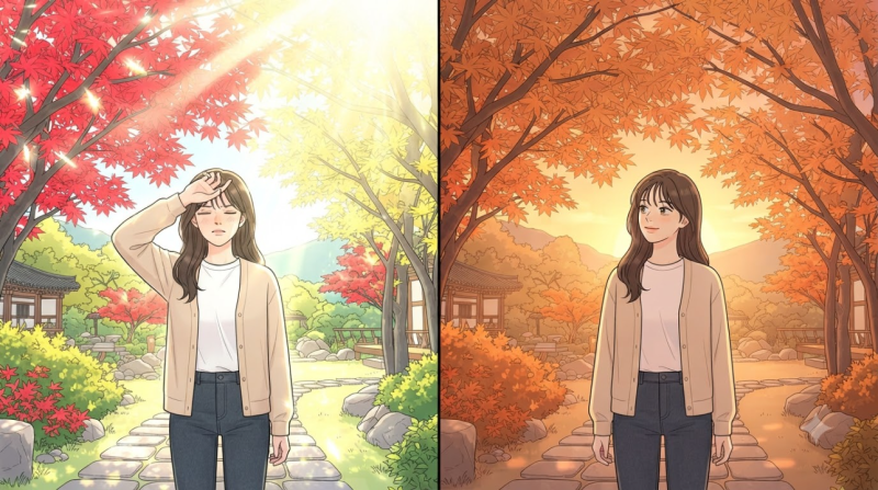 아침고요수목원 가을 단풍 출사, 한낮을 피해야 하는 3가지 이유와 추천 시간