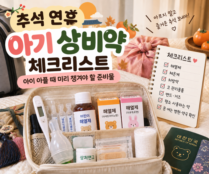 추석 연휴 아기 상비약 체크리스트 아이 아플 때 미리 챙겨야 할 준비물