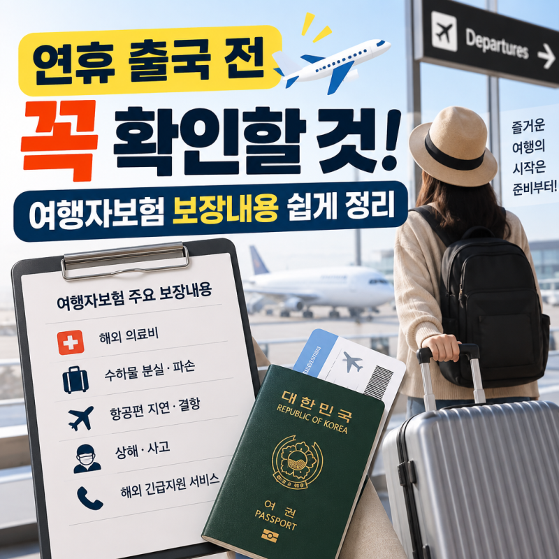 연휴 출국 전 꼭 확인할 것, 여행자보험 보장내용 쉽게 정리