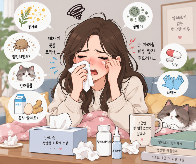 알레르기 종류와 증상 총정리｜원인부터 검사·치료·아나필락시스 대처법까지
