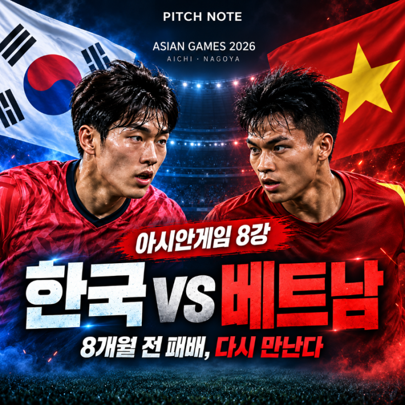 한국 vs 베트남 8강 : 2전 6골 이민성호, 8개월 전 승부차기 패배와 다시 만난다