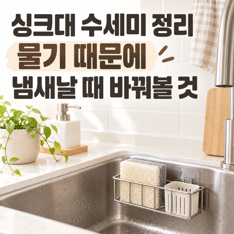 싱크대 수세미 정리, 물기 때문에 냄새날 때 바꿔볼 것