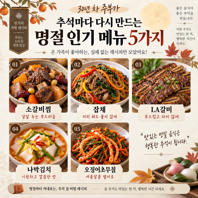 30년 차 주부가 추석마다 다시 만드는 명절 인기메뉴 5가지