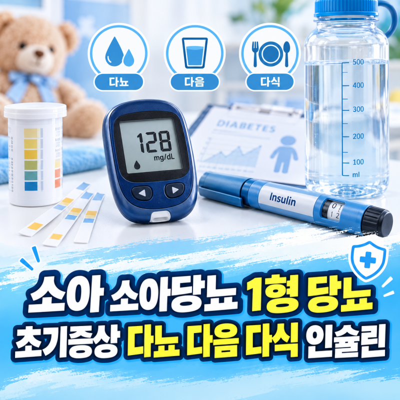 소아 소아당뇨 1형 당뇨 초기증상 다뇨 다음 다식 인슐린