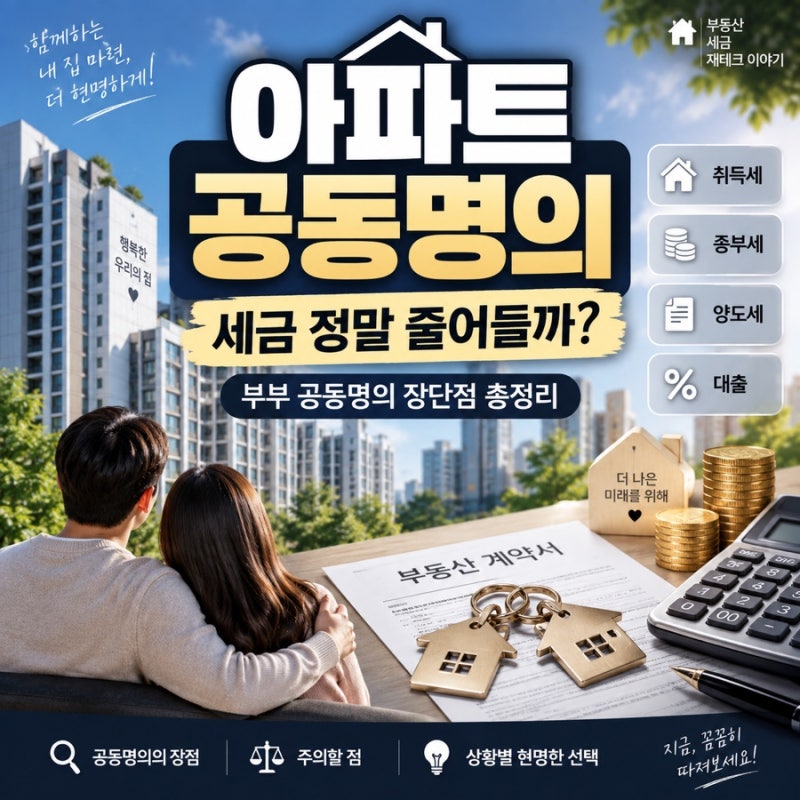 아파트 공동명의 하면 세금 줄어들까? 부부 공동명의 장단점 총정리