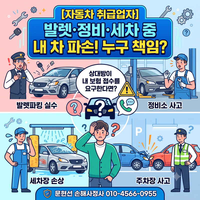 [자동차 취급업자] 발렛파킹·정비소·세차장·주차장 직원 실수로 난 사고! "정비소에 맡긴 ....