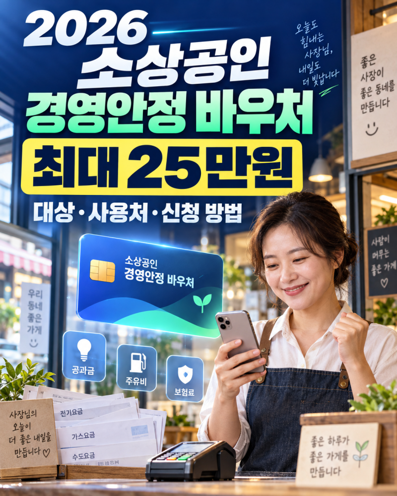 2026 소상공인 경영안정 바우처 25만원 신청 방법｜대상·사용처·카드 선택·잔액 확인 총정리