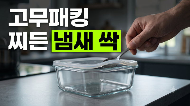 오래된 유리 밀폐용기 뚜껑 고무패킹 찌든 냄새 빼는 세척법