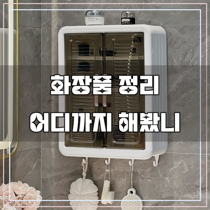 3단 대용량 다용도 선반 무타공 욕실 수납장 벽걸이 방수 투명도어 화장품 정리함 주방 겸용