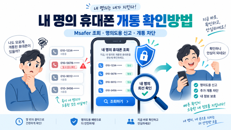 내 명의 휴대폰 개통 확인방법｜Msafer 조회·명의도용 신고·개통 차단까지