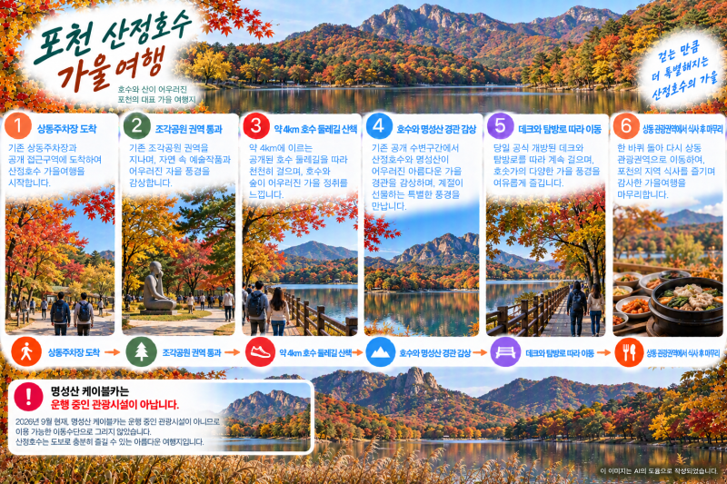 포천 산정호수 단풍 언제가 절정? 둘레길·주차·케이블카 정리
