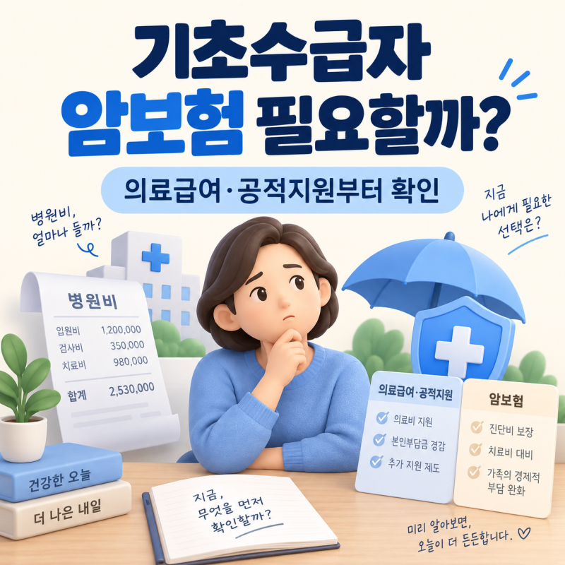 기초수급자 암보험 필요할까요? 의료급여·암 치료비 지원과 가입 판단 기준
