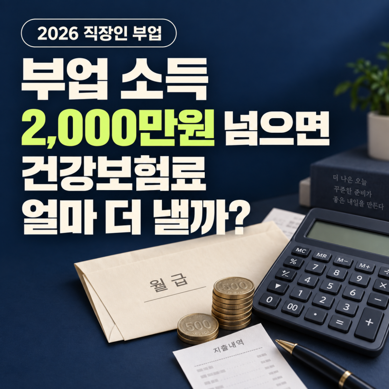 직장인 부업 건강보험료 계산, 연 2000만원 넘으면 얼마? (2026년 기준)