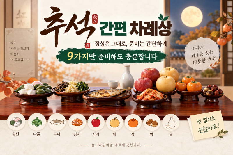 2026 추석 간편 차례상, 9가지만 준비해도 될까? 음식·차리는 법 총정리