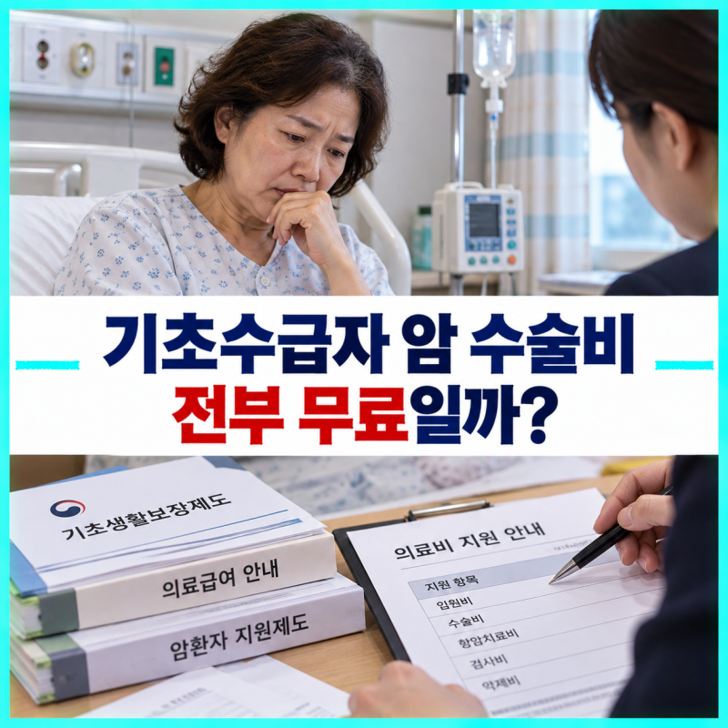 기초생활수급자가 암 수술로 입원하면 병원비를 얼마나 부담할까?
