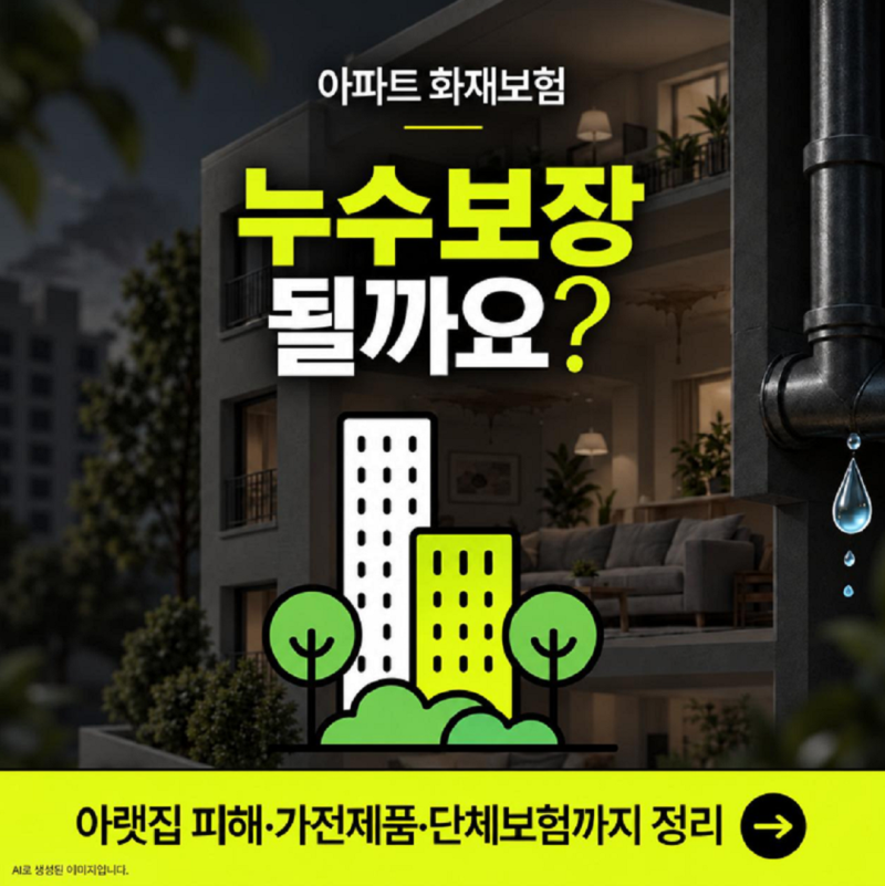 아파트화재보험 누수 보장될까요? 아랫집 피해·가전제품·단체보험까지 정리