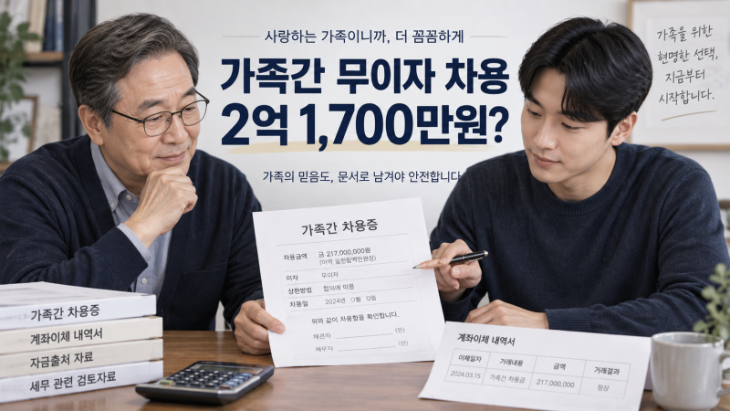 가족간 차용증 무이자, 2억 1700만원까지 괜찮을까? 증여세 판단 기준