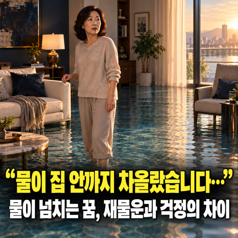 “물이 집 안까지 차올랐습니다…” 물이 넘치는 꿈, 재물운과 걱정의 차이