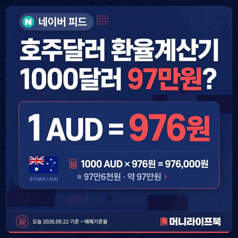 호주달러 환율계산기 1000달러가 97만원? 워홀러 지금이 기회