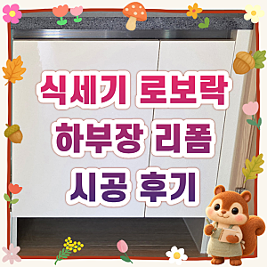 하부장 3칸 뜯고 성공한 로보락 로봇청소기장 식기세척기 빌트인 시공