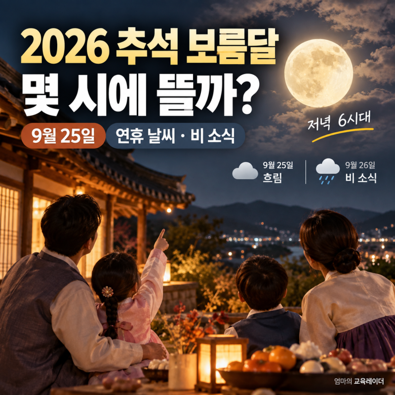 2026 추석 보름달 몇 시?｜9월 25일 달 뜨는 시간·연휴 날씨, 비 소식