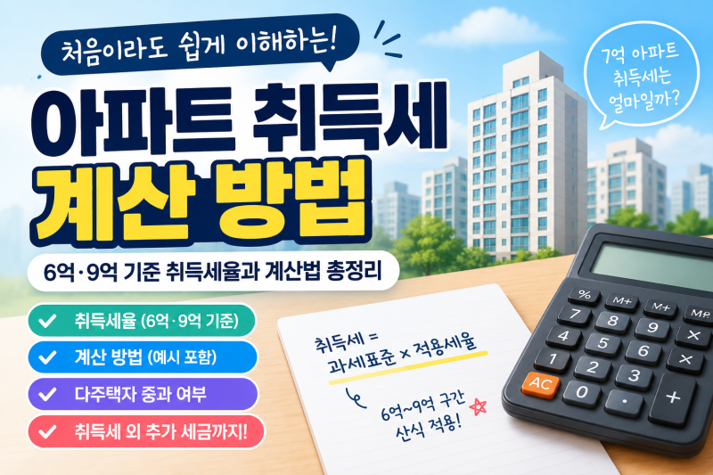 아파트 취득세 계산 방법｜6억·9억 기준 취득세율과 계산법 총정리