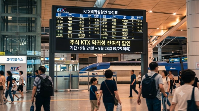 2026 추석 KTX 역귀성 최대 50% 할인 잔여석 예매 및 넷이서 9만9천원 특가 총정리