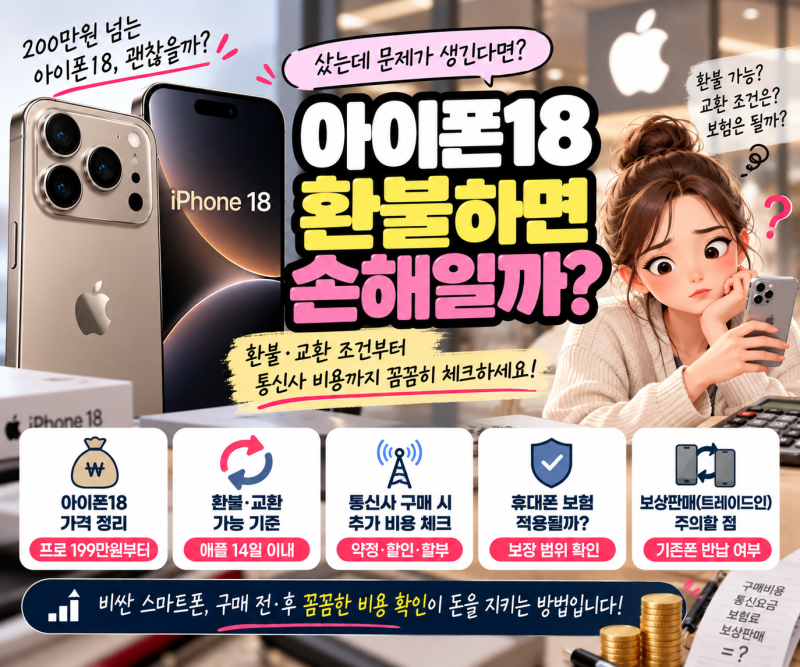 아이폰18 프로 구매 후 환불하면 손해일까? 환불·교환과 비용 체크