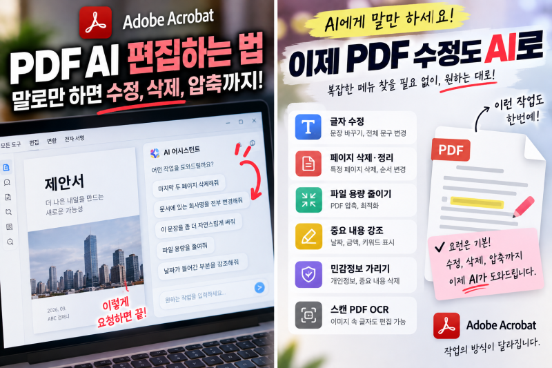 PDF AI 편집하는 법｜Acrobat에서 말로 글자 수정·페이지 삭제·압축까지