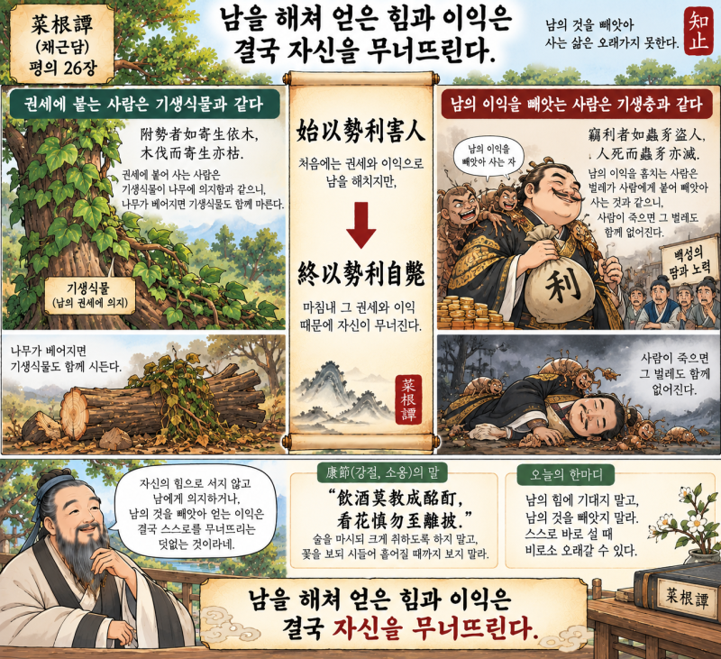 菜根譚(채근담) 評議(평의) 26장 勢利自斃(세리자폐)