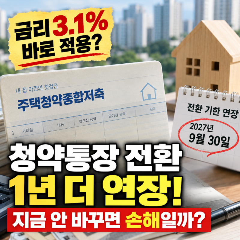 주택청약종합저축 전환 2027년 9월까지 연장, 금리 3.1%