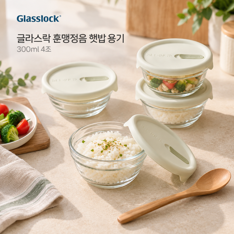 글라스락 햇밥용기 300ml 4조, 만원대 냉동밥 용기로 눈에 들어온 이유