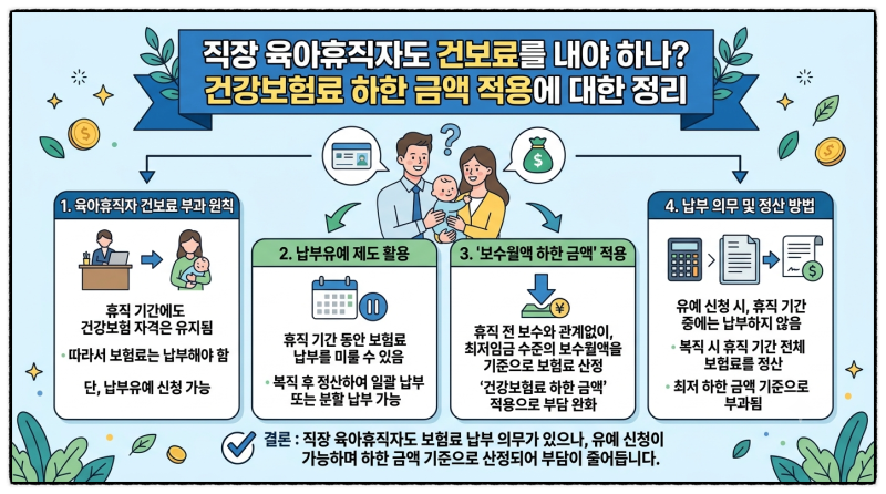 직장 육아휴직자도 건보료를 내야 하나? 건강보험료 하한 금액 적용에 대한 정리