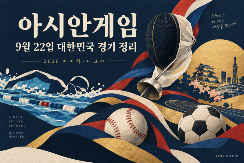 [스포츠] 아이치·나고야 아시안게임 2026/09/22 대한민국 경기 정리