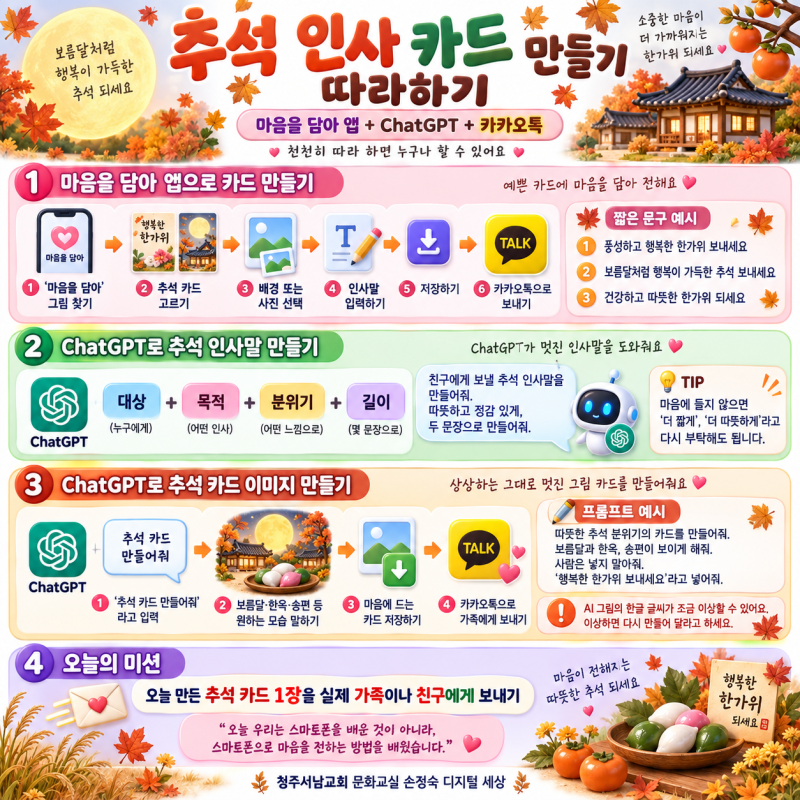 스마트폰으로 추석 인사카드 만들기마음을 담아 앱과 ChatGPT로 누구나 쉽게 따라 해보세요
