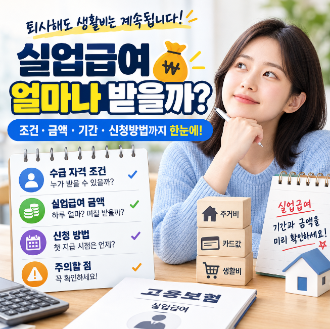 실업급여 조건 신청방법 금액 하루 최대 6만 8,100원과 받는 기간 총정리