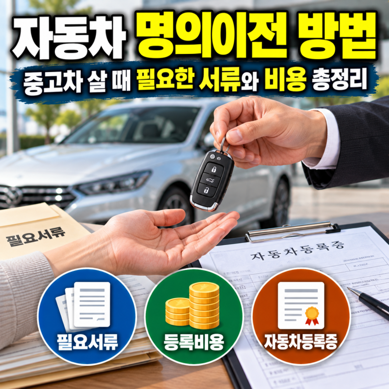 자동차 명의이전 방법, 중고차 살 때 필요한 서류와 비용 총정리 (+가족)