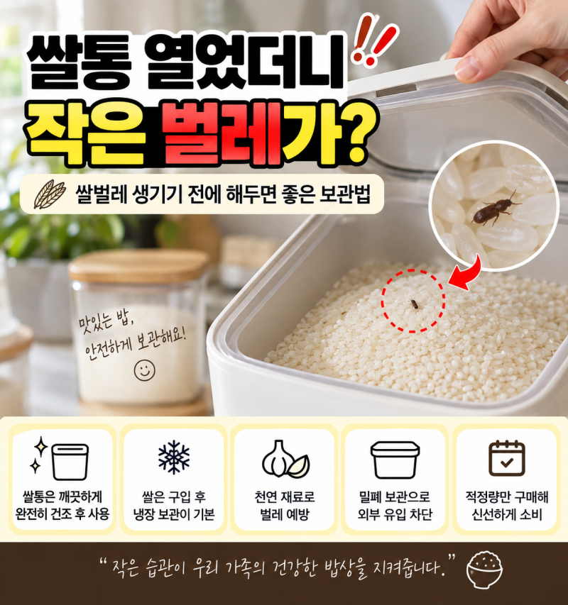 쌀통 열었더니 작은 벌레가? 쌀벌레 생기기 전에 꼭 바꿔야 할 보관법