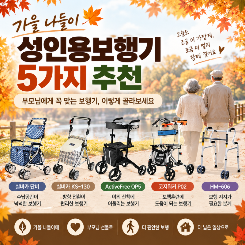 부모님 가을 나들이 성인용보행기 5가지, 어떤 보행기가 맞을까요?