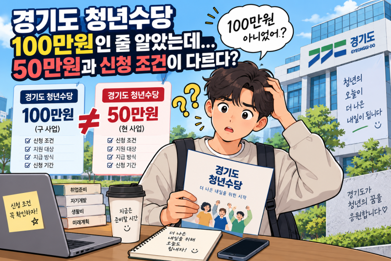 경기도 청년수당 100만원인 줄 알았는데…50만원과 신청 조건이 다르다