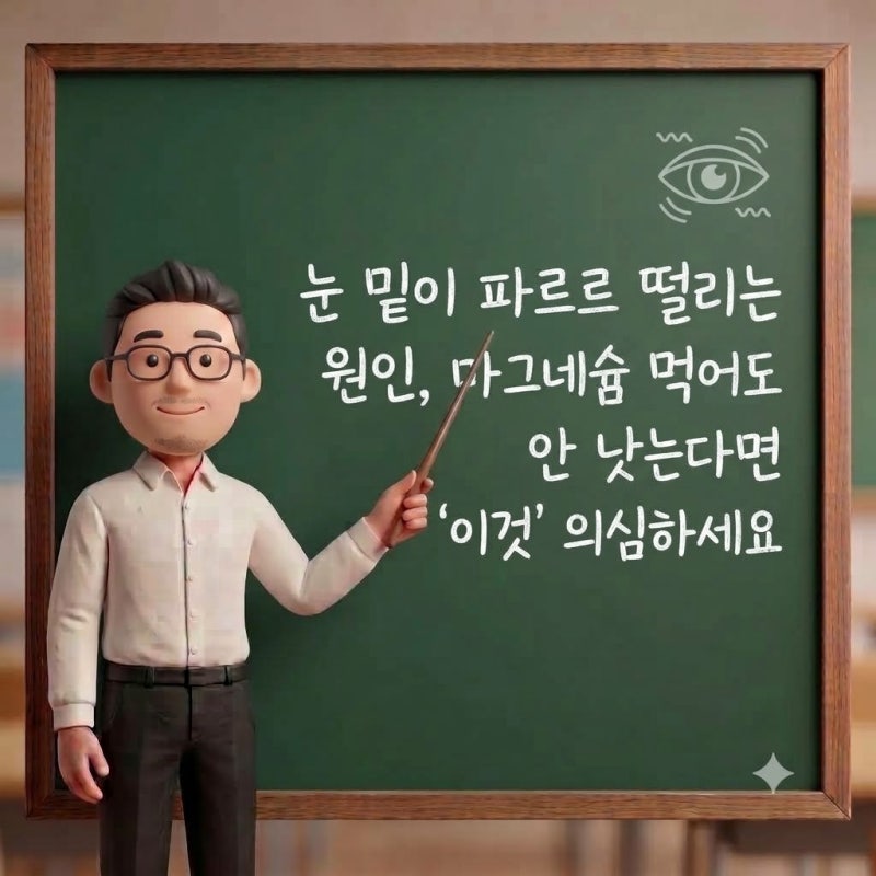 "눈 밑이 파르르 떨리는 원인, 마그네슘 먹어도 안 낫는다면 '이것' 의심하세요"