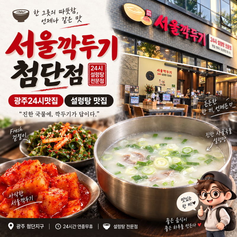 광주24시맛집 찾는다면 서울깍두기 첨단점｜깍두기까지 맛있는 설렁탕