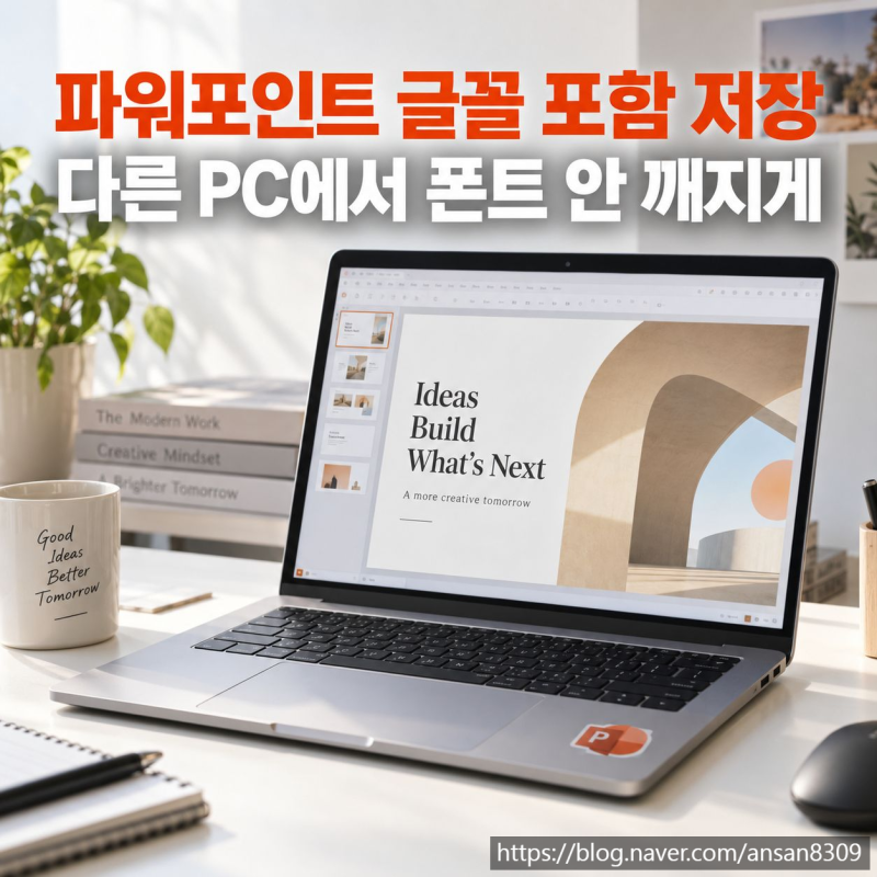 파워포인트 글꼴 포함 저장, 다른 PC에서 PPT 폰트 안 깨지게 하기