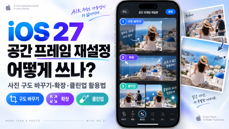 iOS 27 공간 프레임 재설정 어떻게 쓰나? 사진 구도 바꾸기·확장·클린업 활용법