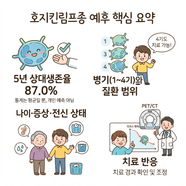 호지킨림프종 생존율 총정리｜병기·나이·증상·치료 반응에 따른 예후 차이