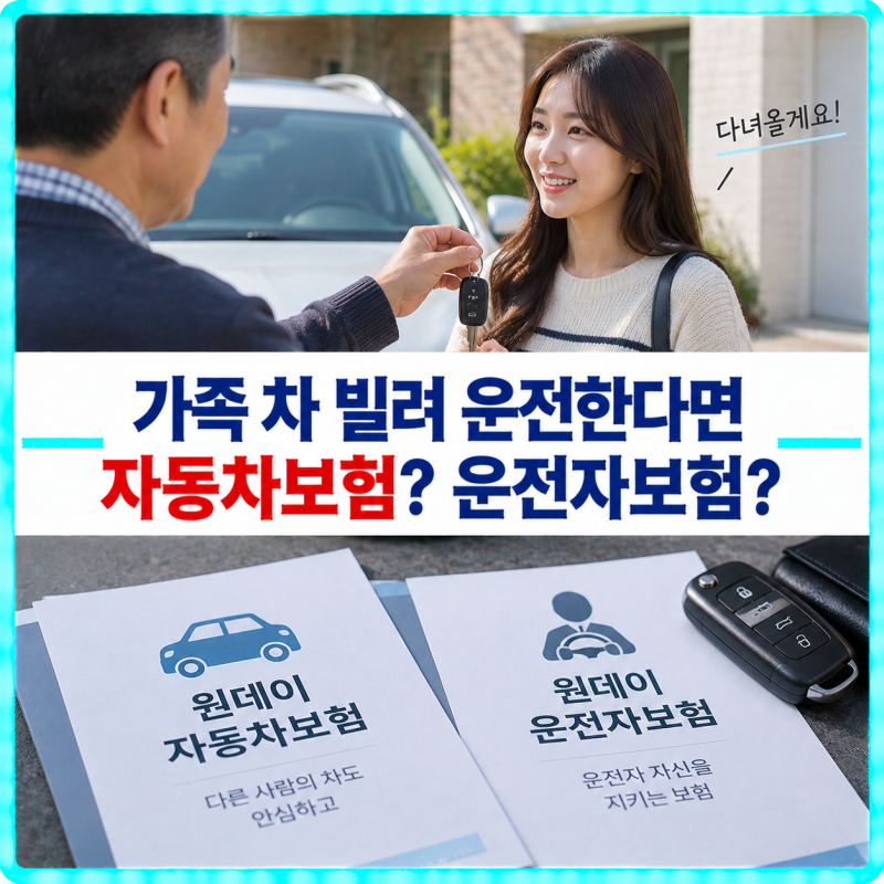 원데이 자동차보험과 원데이 운전자보험, 가족 차를 빌릴 때 무엇이 다를까?