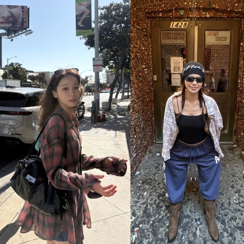 LE SSERAFIM Kim Chaewon's Casual Fashion: Check Shirt Styling with Extreme Price Ranges for an Effortlessly Chic Autumn Look