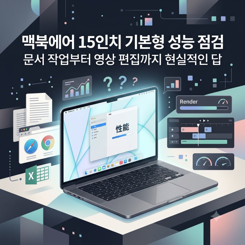 맥북에어 15인치 기본형 살만한가? M 시리즈 가성비와 작업 한계 분석, 장점 단점 및 업그레이....