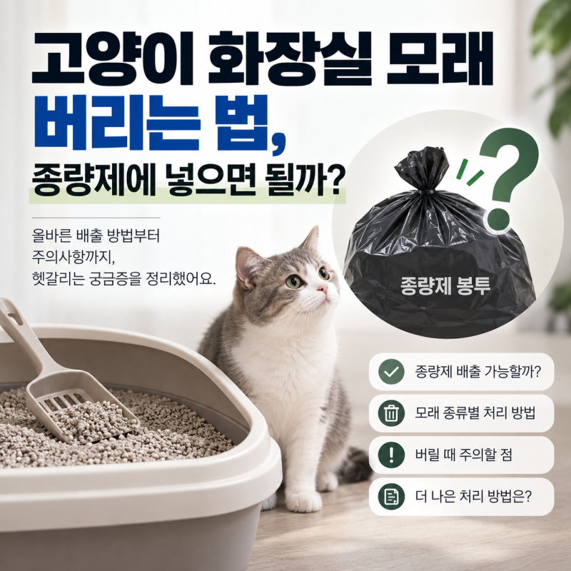 고양이 화장실 모래 버리는 법, 종량제에 넣으면 될까?